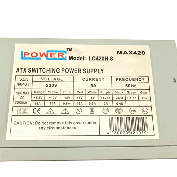 LC-Power ATX Switching Power Supply MAX420 LC420H-8 PC Netzteil