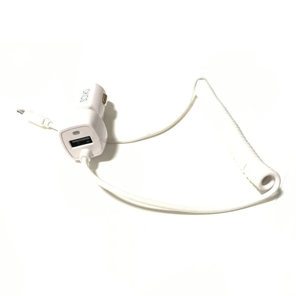 KFZ-Ladekabel Spirale iPhone zusätzlicher USB Anschluss schwarz / weiß 5V 2.1 Auto