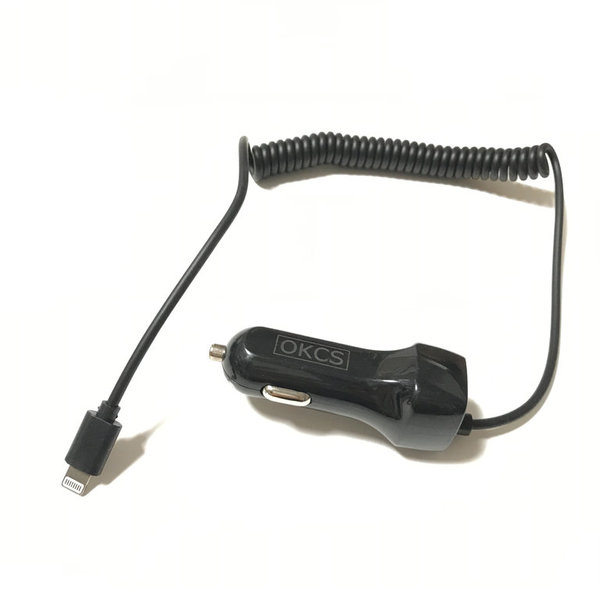 KFZ-Ladekabel Spirale iPhone zusätzlicher USB Anschluss schwarz / weiß 5V 2.1 Auto